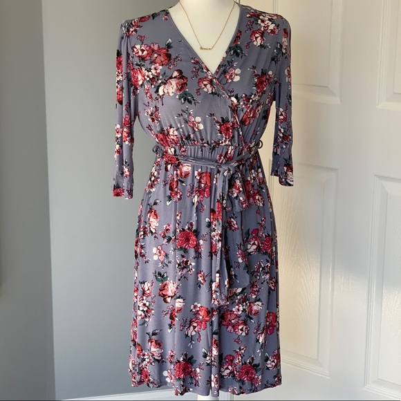 PinkBlush Floral Sash Tie Maternity/Nursing Dress - Picture 1 of 3